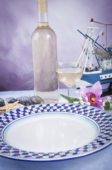 table set with plate decorated