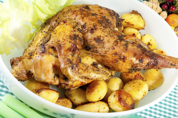 roast chicken with potatoes