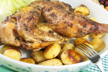 roast chicken with potatoes