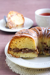 Pear and almond filled bundt cake