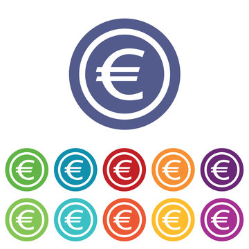 Euro signs colored set