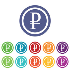 Fototapeta premium Rouble signs colored set