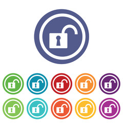 Unlocked signs colored set