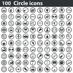 100 circle icons set