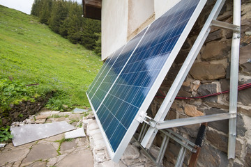 Solar panels on apline hut