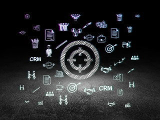 Finance concept: Target in grunge dark room