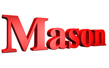 3D Mason text on white background