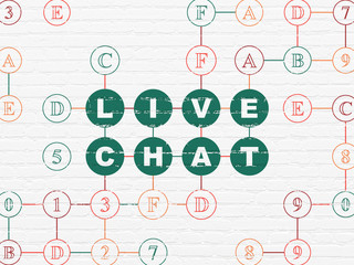Web development concept: Live Chat on wall background