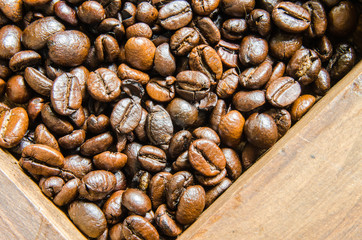 Fresh coffee beans, selective focus