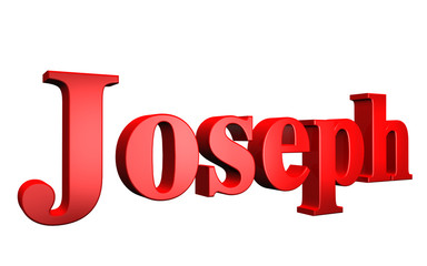 3D Joseph text on white background