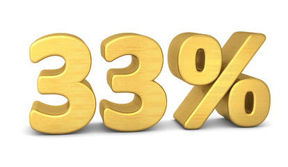 33 prozent symbol 3d gold