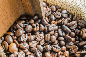Fresh coffee beans, selective focus