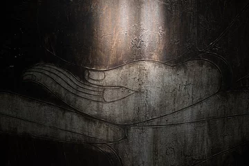 Voilages Bouddha Closeup of Hand on a Buddha fine art