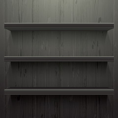 Dark wood background shelves