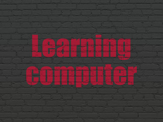 Education concept: Learning Computer on wall background