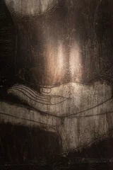 Papier Peint photo Lavable Bouddha Closeup of Hand on a Buddha fine art