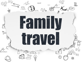 Travel concept: Family Travel on Torn Paper background