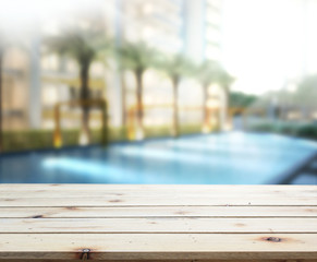 Wood Table Top Background And Pool