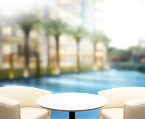 Wood Table Top Background And Pool