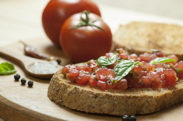 Italian bruschetta close up