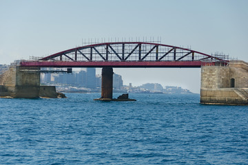 Bridge on the sea in repair