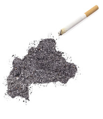 Ash shaped as Burkina Faso and a cigarette.(series)