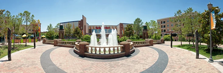 Crédence de douche en verre acrylique avec photo Fontaine Water fountain in Downtown Oklahoma city in Bricktown entertainment area