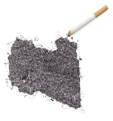 Ash shaped as Libya and a cigarette.(series)