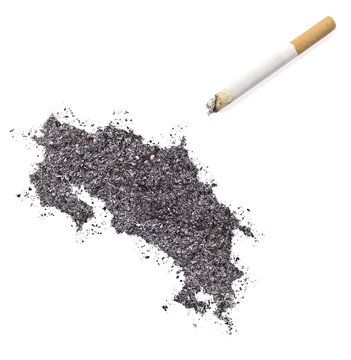 Ash shaped as Costa Rica and a cigarette.(series)