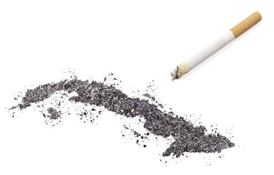 Ash shaped as Cuba and a cigarette.(series)