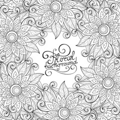 Vector Monochrome Floral Background