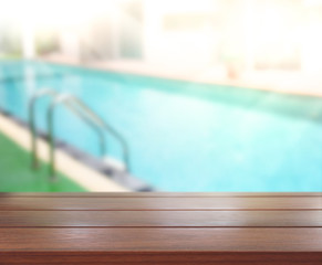 Wood Table Top Background And Pool