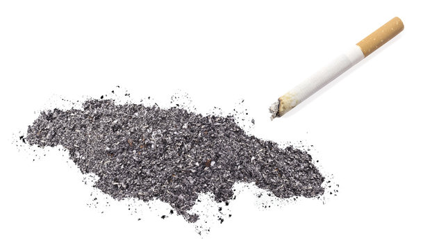Ash shaped as Jamaica and a cigarette.(series)