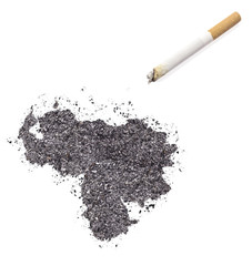 Ash shaped as Venezuela and a cigarette.(series)