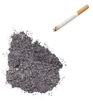 Ash shaped as Uruguay and a cigarette.(series)