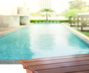 Wood Table Top Background And Pool