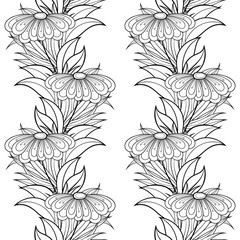 Vector Seamless Monochrome Floral Pattern
