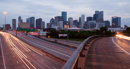 Houston Texas Downtown City Skyline Urban Landscape Highway Over