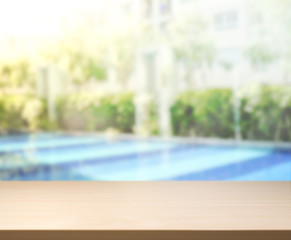 Wood Table Top Background And Pool