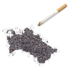 Ash shaped as Turkmenistan and a cigarette.(series)