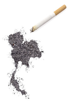 Ash shaped as Thailand and a cigarette.(series)