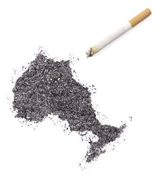 Ash shaped as Ontario and a cigarette.(series)