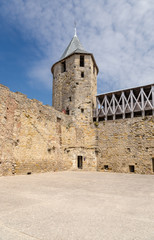 Comtal castle tower in the fortress of Carcassonne (France), 1130