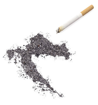 Ash shaped as Croatia and a cigarette.(series)