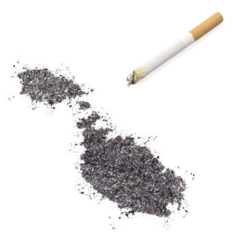 Ash shaped as Malta and a cigarette.(series)