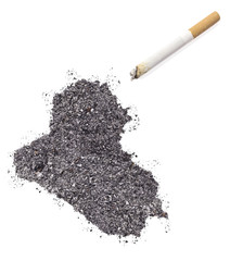 Ash shaped as Iraq and a cigarette.(series)