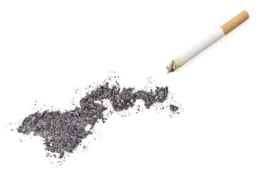 Ash shaped as American Samoa and a cigarette.(series)