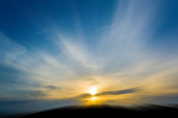 silhouette shot image of mountain and sunset sky  in background