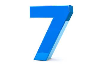 3D Shiny and Metal Isolated Number Seven 7 Symbol.