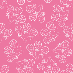 Seamless pattern with balloons. Cute doodle style. Pink and whit